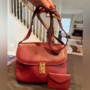 Vintage Céline Horse Carriage Clasp Burgundy Leather Shoulder Bag